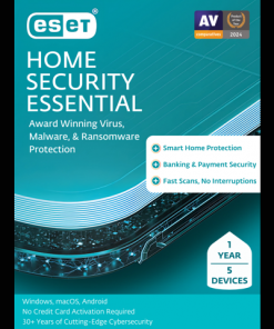 ESET Home Security Essential 2025 - 5 Devices/ 1 Year Download (Formerly ESET Internet Security)
