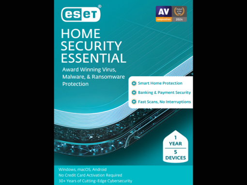 ESET Home Security Essential 2025 - 5 Devices/ 1 Year Download (Formerly ESET Internet Security)